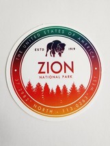 Zion National Park Round Multicolor Sticker Decal with Coordinates and Bison Fun - £1.75 GBP