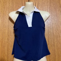 VTG Lands&#39; End Beach Living Separates Sz. 6 NWT Collared Blue Swim Top - $28.50