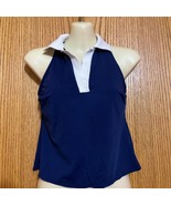 VTG Lands&#39; End Beach Living Separates Sz. 6 NWT Collared Blue Swim Top - $534.00 MXN
