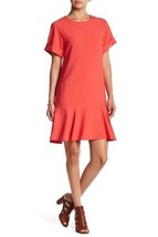 Chelsea28 Sz L Crepe Raffle Short Sleeve Red Shift Fully Lined dress - $9.49