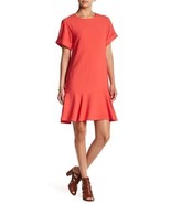 Chelsea28 Sz L Crepe Raffle Short Sleeve Red Shift Fully Lined dress - $12.86 CAD