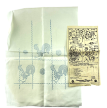 American Thread Co Star Stamped Embroidery Table Runner Scarf Rooster 1960s - £23.10 GBP