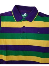 Adult 4X Mardi Gras Rugby Stripe Purple Green Yellow Knit SS Shirt - £37.97 GBP