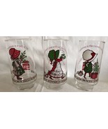 3 Coca-Cola Holly Hobbie 6” Glasses Christmas Vintage 1981 3 Patterns Co... - £13.27 GBP