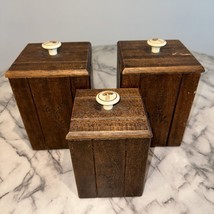 3 Vintage Wooden Mushroom Food Canister Plastic Storage Set BOHO RETRO W... - $65.89 CAD