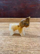 Alabaster Stone Donkey Burro Brown White Stone Donkey - $12.58