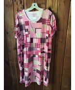 Dreams Co Nightgown Size M Pink Patchwork Short Sleeve V Neck Knee Length - $11.30