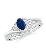 ANGARA 0.85 Ct Oval Blue Sapphire Ring for Women with Diamonds in 14K Wh... - $3,200.54