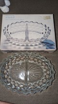 American Whitehall 7&#39;&#39; x 10&quot; 2 Part Oval Relish Dish Crystal Glass New - £15.49 GBP