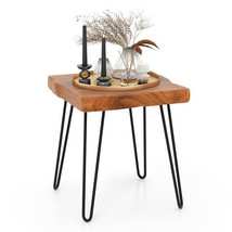 Square Reclaimed Recycled Teak Wood End Table - Color: Brown - £58.18 GBP