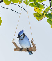 Home Garden Hanging Blue Jay Passerine Bird Perching on Branch Figurine ... - £23.44 GBP