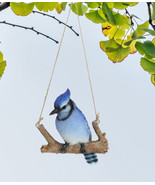 Home Garden Hanging Blue Jay Passerine Bird Perching on Branch Figurine ... - £23.69 GBP