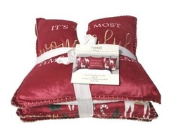 3Pc THRO Christmas  Pillow Decor It&#39;s The Most Wonderfu1 Time Of The Year  - £66.47 GBP
