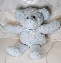 Applause Blue Teddy Bear Soft Toy 18&quot; Les Petites Bow Vintage Wool Textu... - $64.30