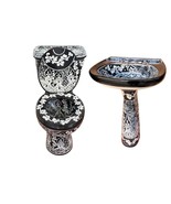 Mexican Talavera Ceramic Toilet Hand Painted - Acapulco Negro - - €1.032,90 EUR