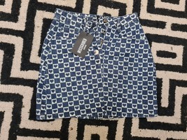 Missguided Blue Denim Love Print  Skirt - Size 4 Express Shipping - £21.61 GBP