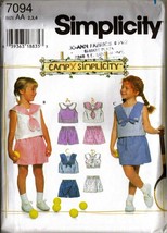 Girl&#39;s SET of TOPS &amp; SHORTS 1996 Simplicity Pattern 7094 Sizes 2-3-4 UNCUT - £9.48 GBP