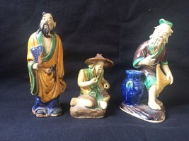 Collection De 3 Estate Antique Chinois Mudman Figurines - £63.14 GBP