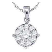 14k White Gold Womens Round Diamond Cluster Fashion Pendant 1/4 Cttw - £239.78 GBP