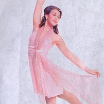 Pink Dance Costume Lyrical Contempo Ballerina Tutu Sequin Handkerchief Skate - £44.31 GBP