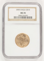 2005 1/4 ML G $10 Or American Eagle Classé Par NGC Comme MS70 - $831.20