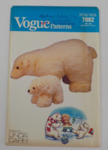 Vogue Patterns #7082 Polar Bear Patterns Large 14&quot;X26&quot; &amp; Small 7&quot;X10&quot; Uncut 1987 - $9.99