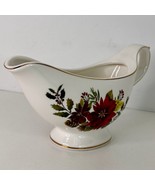 Footed Gravy Boat Grace Teaware Christmas Poinsettia Porcelain New - $33.78 CAD