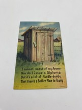 Vtg Linen Postcard of Outhouse-I Cannot Boast of My Aroma-Nor Do I Issue... - £3.08 GBP