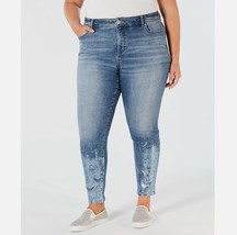INC Womens Plus 18W Indigo Metallic Tummy Control Mid Rise Skinny Jeans ... - £38.26 GBP