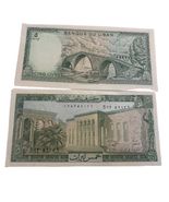 1986 Lebanon 5 Livres Vintage Banknote Old Bridge &amp; Bank Building UNC - $3.93 CAD