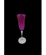 Raspberry Hot Pink TULIP Shape Champagne Glass Clear Steam - $240.75 MXN