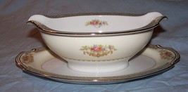 Noritake &quot;Chevonia&quot; Gravy Boat w/underplate-Occupied Japan-blue, gold fl... - £11.85 GBP