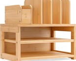 Homemade Bamboo Desk Organizer With File Holder, 3-Tier Office Organizer... - £36.02 GBP