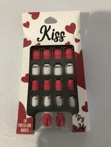 Taste Beauty KissFaux Nails 18 pc press on nails Kiss written decal, whi... - $7.69