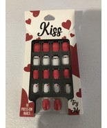 Taste Beauty KissFaux Nails 18 pc press on nails Kiss written decal, whi... - $10.49 CAD