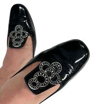 VTG 70’s Town &amp; Country Black Patent Leather  Pilgrim Pumps Block Heel  ... - $43.66