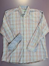 Alan Flusser Mens Size L Long Sleeve Plaid Button Up Paisley Flip Cuff - $19.68