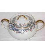 Vintage Noritake Floral China Sugar Bowl with Lid Made in Japan Gold Trim - $16.82