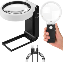 10X 30X Magnifying Glass with Light and Stand, Handheld Standing LED Illuminated - £13.79 GBP