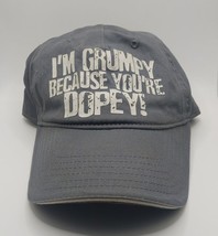 Vintage Disney Hat I&#39;m Grumpy Because Your Dopey Logo Grey Adult Adjustable - £7.78 GBP