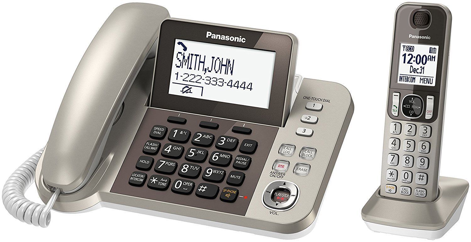 Panasonic - KX-TGF350N - DECT 6.0 Corded/Cordless Phone 1 Handset - Silver - $119.95