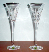 Waterford Lismore Pops Clear Crystal Toasting Champagne Flute Pair #4002... - $198.90