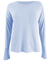 Alfani Womens Blue Thermal Long Sleeve Chest Pocket Pajama Top Shirt XS - £12.78 GBP