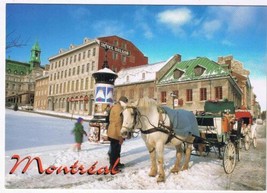 Quebec Postcard Montreal Jacques Cartier Square Carriage Rides Winter - £2.32 GBP