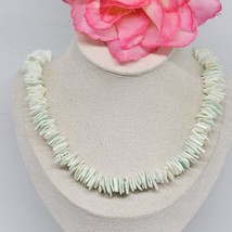 Hawaii Women Surfer Jewelry Green Nugget Puka Shell Choker Necklace 19&quot; - £9.57 GBP