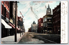 High Street View Holyoke Massachusetts MA 1907 UDB Postcard D15 - £6.95 GBP