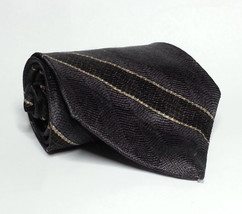 J FERRAR Men Silk Tie Black Stripes Made in USA 4&quot; wide 58&quot; long  - £6.96 GBP