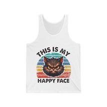 grumpy cat this is my happy face funny Unisex Jersey Tank men women  - £18.34 GBP+