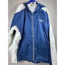 Fila Full Zip 100% Polyester Hooded Windbreaker Blue White Mens Size XL - $29.95