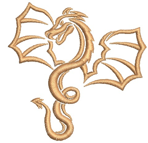 gold dragon Machine Embroidery Design - $1.35